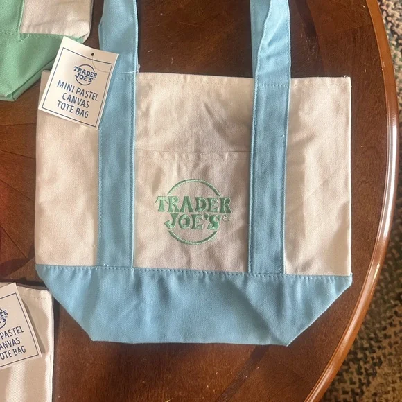 Mini Pastel Canvas Tote Bag - Trader Joe’s pastel - Picture 6 of 7
